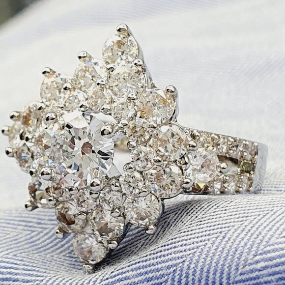 💎Generous Vintage Zircon Silver Luxury Flower Rings for Women, INDN8094 - Picture 2 of 15